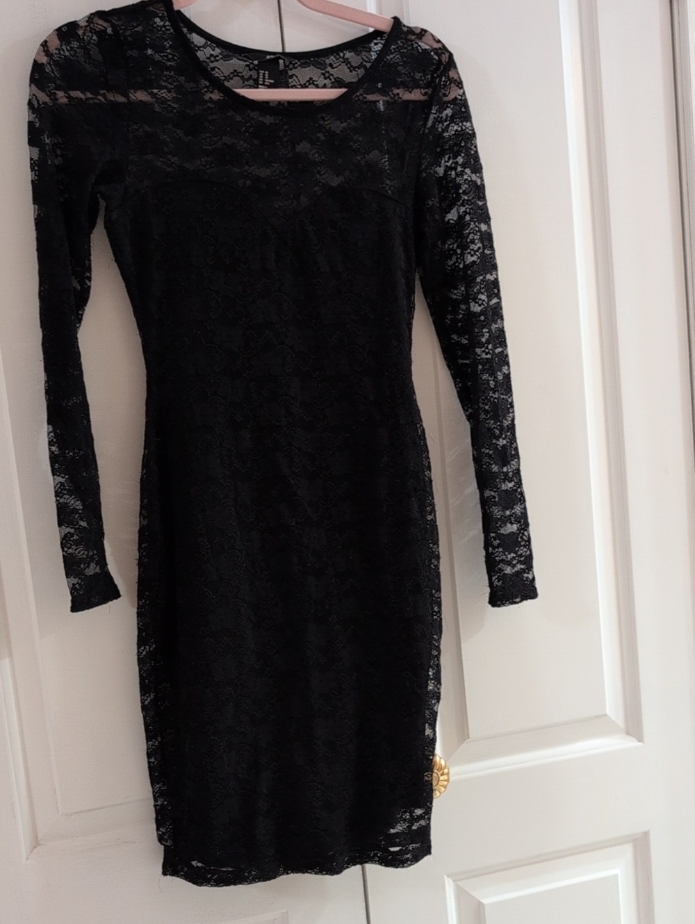 H&M Black Lace Long Sleeve Bodycon Dress Extra Small